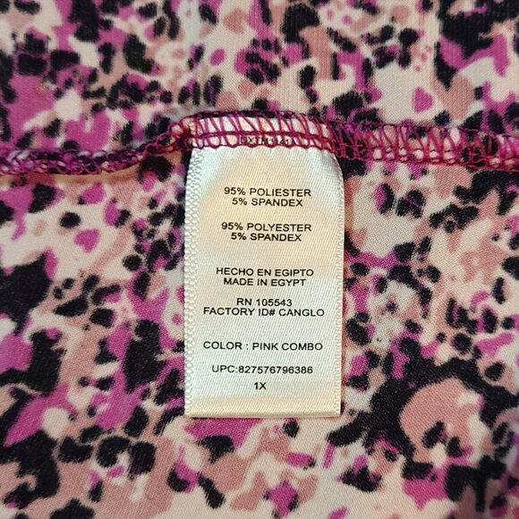 ❄️ 1X | Daisy Fuentes | Speckled Short Sleeved Ruched V-Neck Blouse - Picture 5 of 6